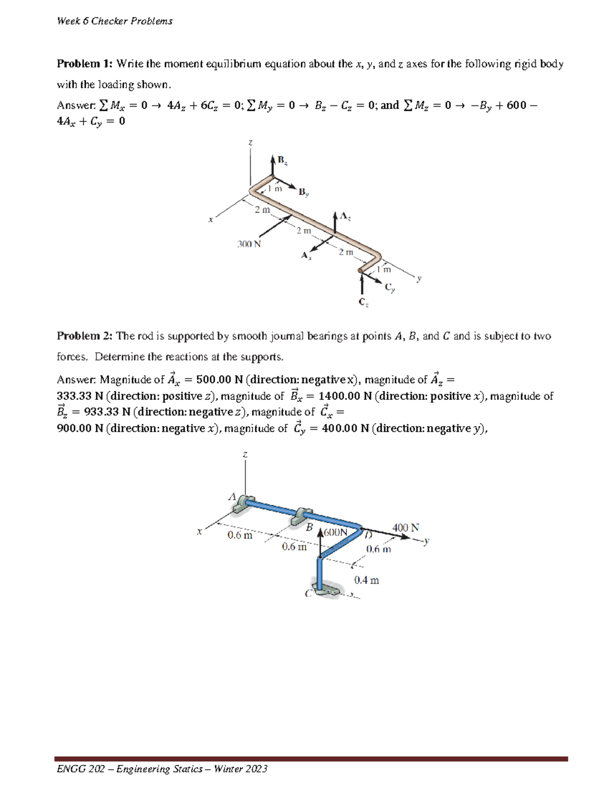 Week 6 Checker Problems - Week 6 Checker Problems ENGG 202 ...