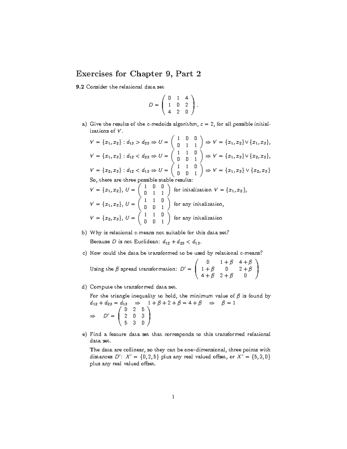 Exercises 9b solutions - Exercises for Chapter 9, Part 2 9 Consider the ...