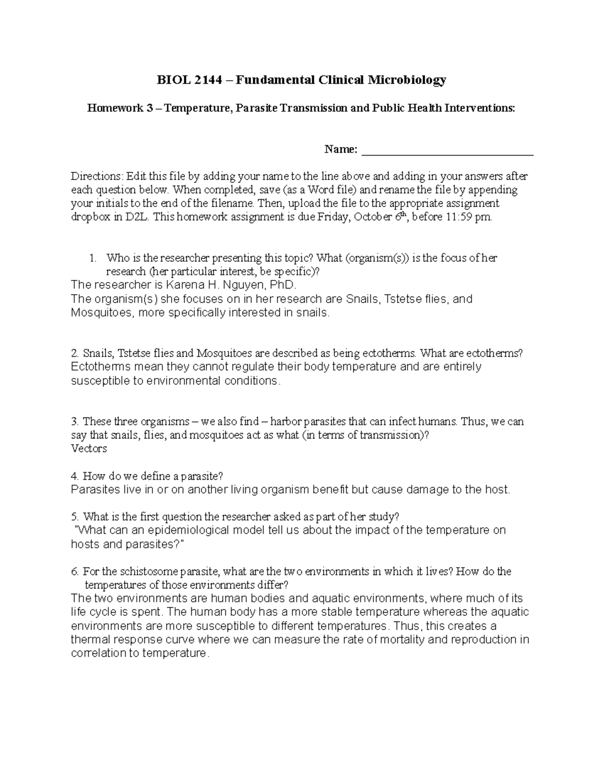 2144 Homework 3 - BIOL 2144 – Fundamental Clinical Microbiology ...