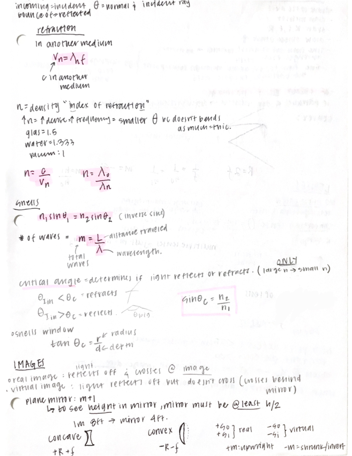 Lens And Refraction - This is a KEY summary of the content from this ...