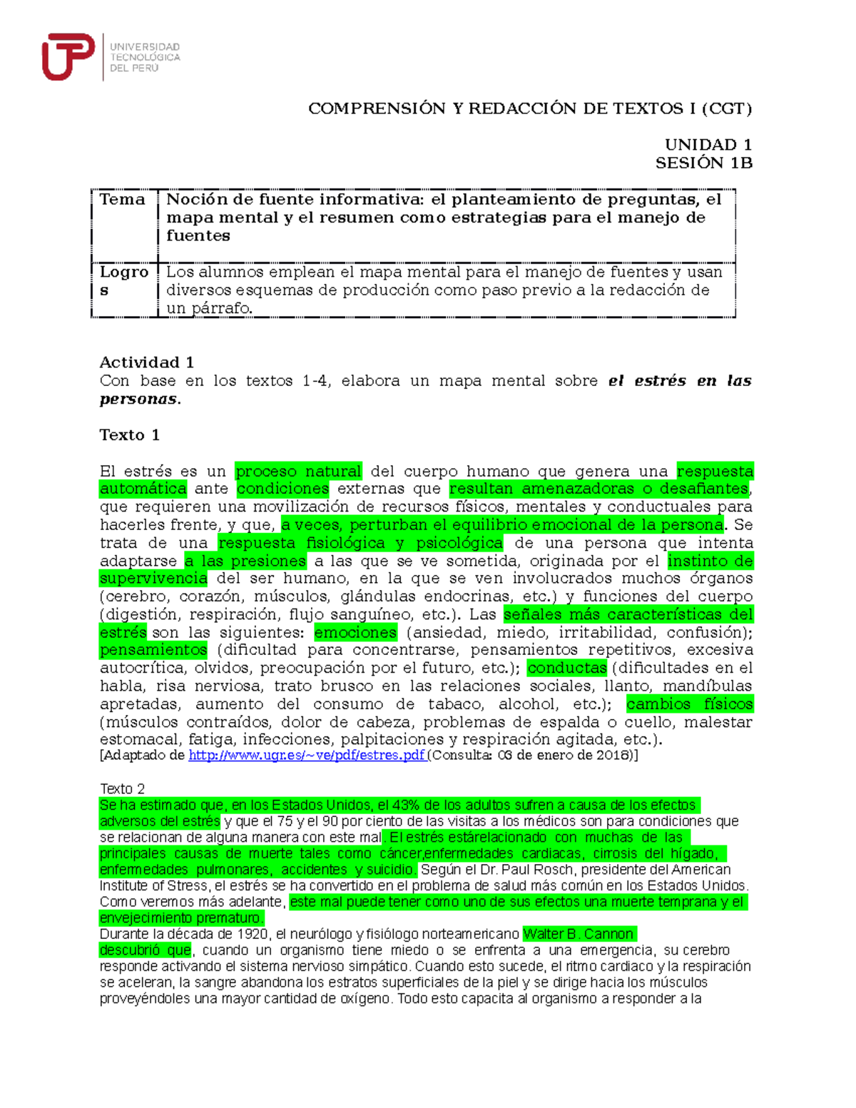 U1 S1 Esquemas De Producción Crt1 Estrés Aponte ComprensiÓn Y RedacciÓn De Textos I Cgt 9149