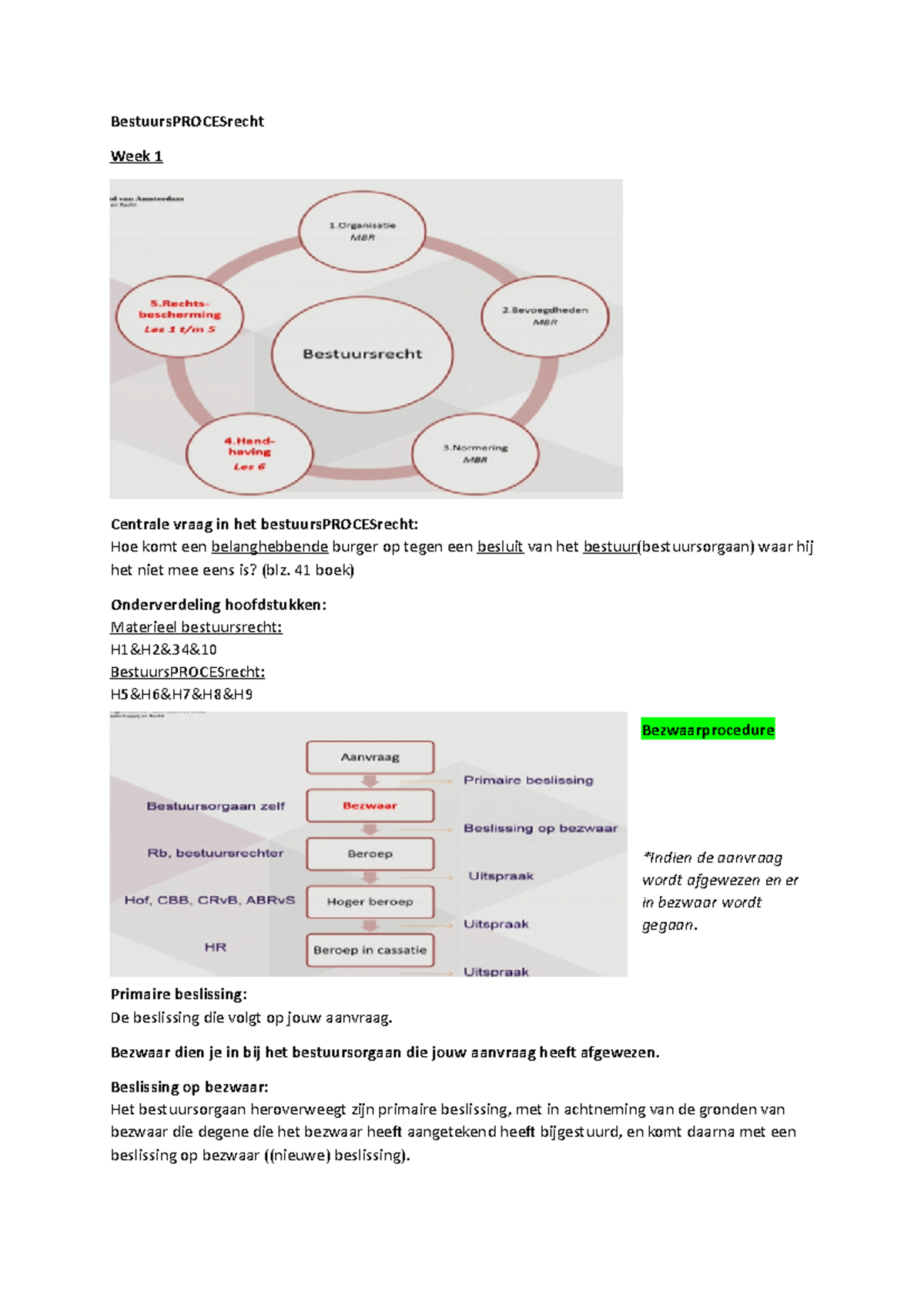 Samenvatting Bestuurs Procesrecht - BestuursPROCESrecht Week 1 Centrale ...