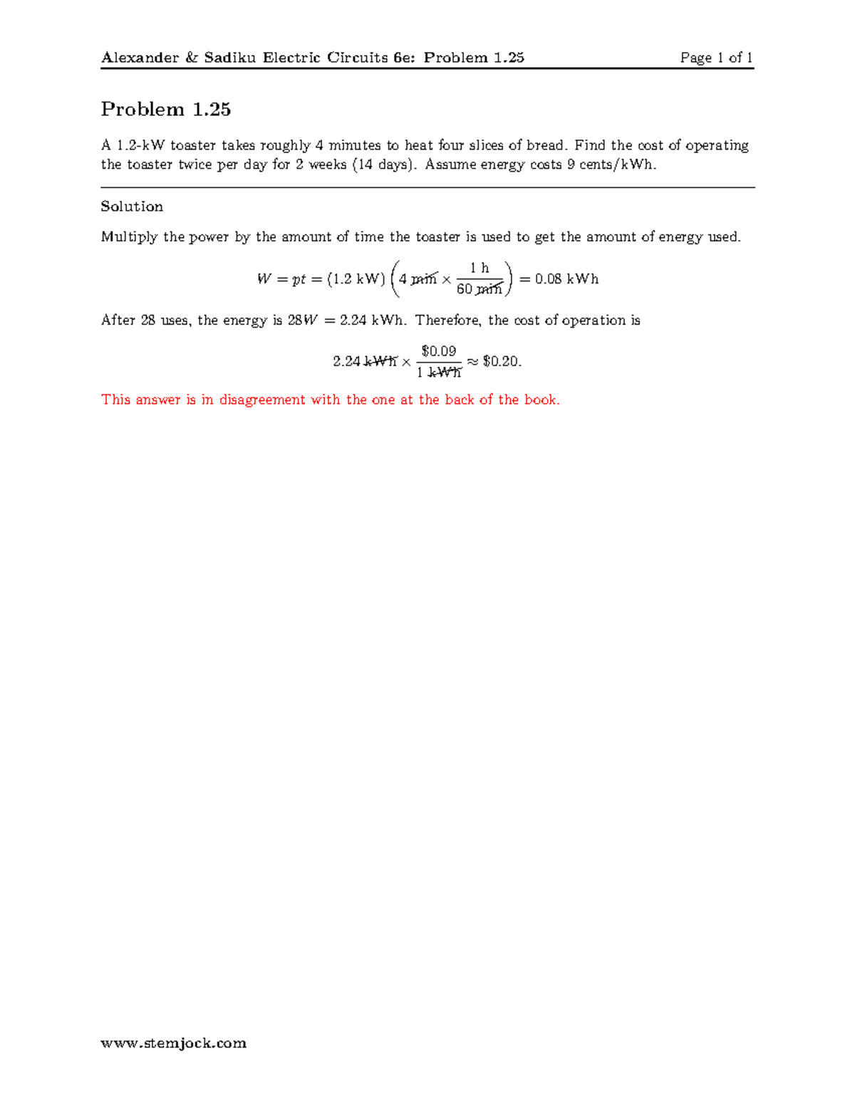 ASECch 1p25 - Solution - Alexander & Sadiku Electric Circuits 6e ...