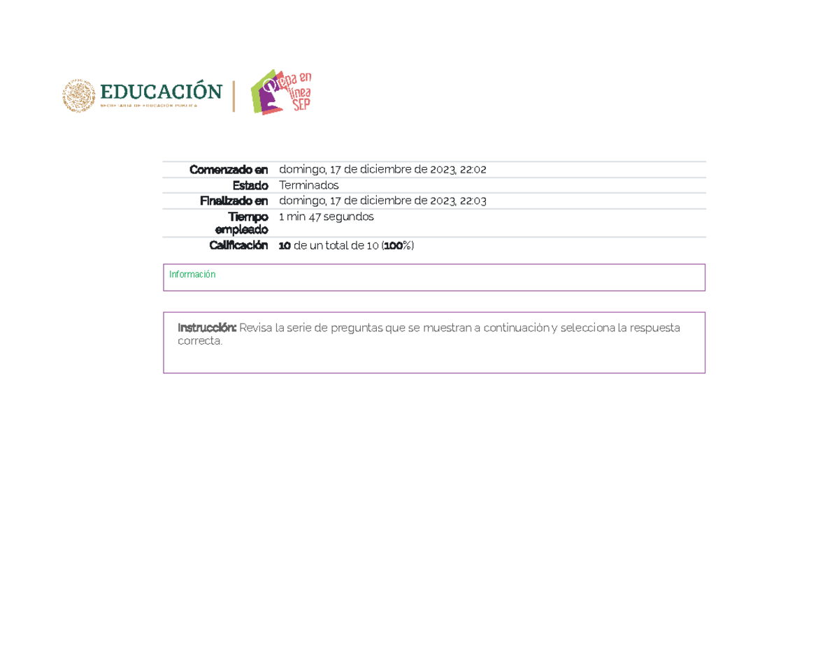 Actividad formativa 8. Gano o pierdo Revisión del intento - Comenzado