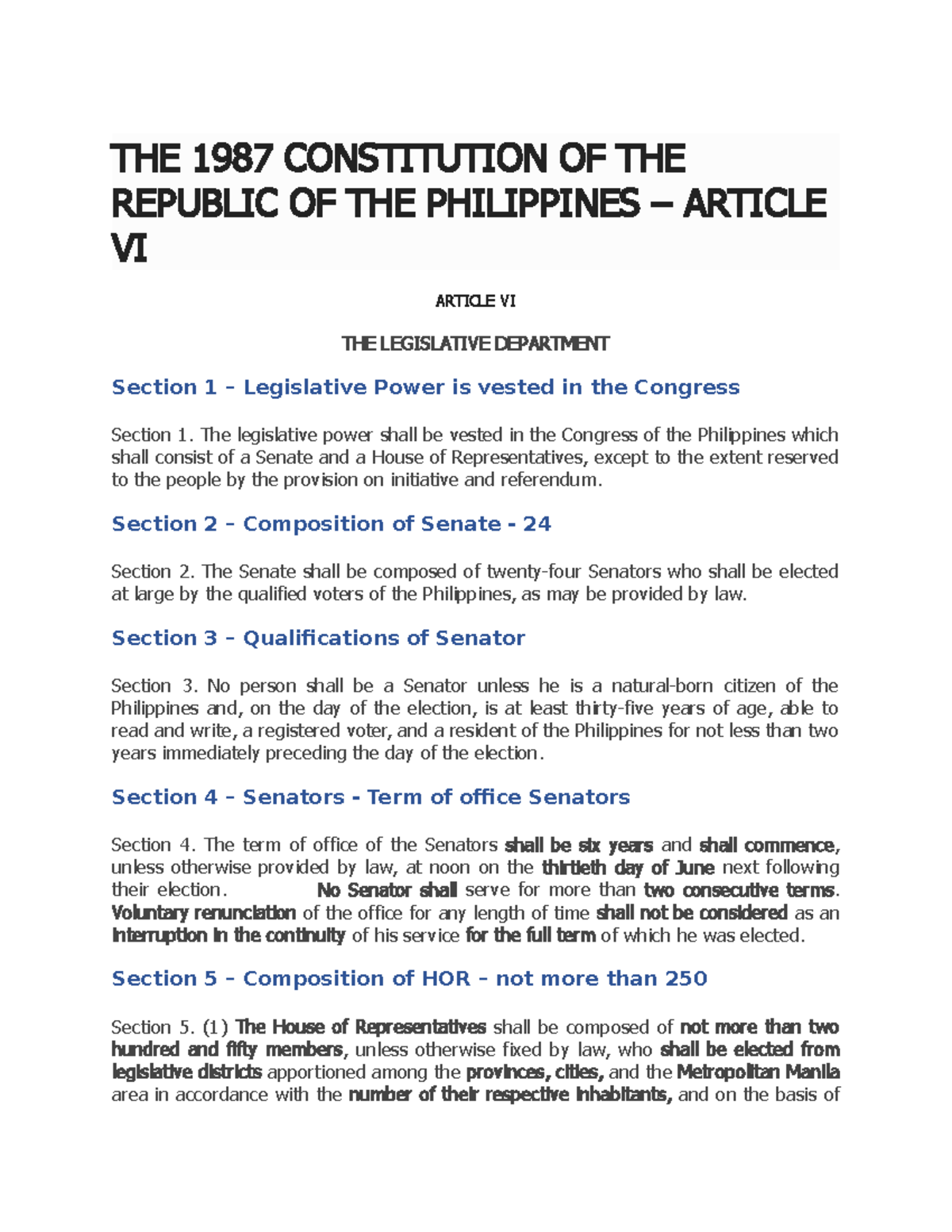 Article 6 - Case Digest - THE 1987 CONSTITUTION OF THE REPUBLIC OF THE ...