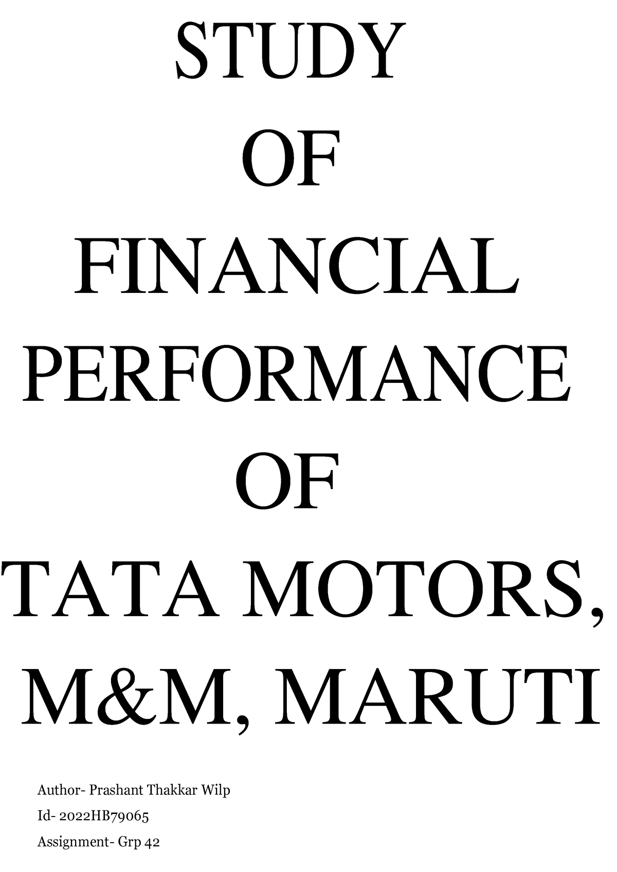 assignment on tata motors