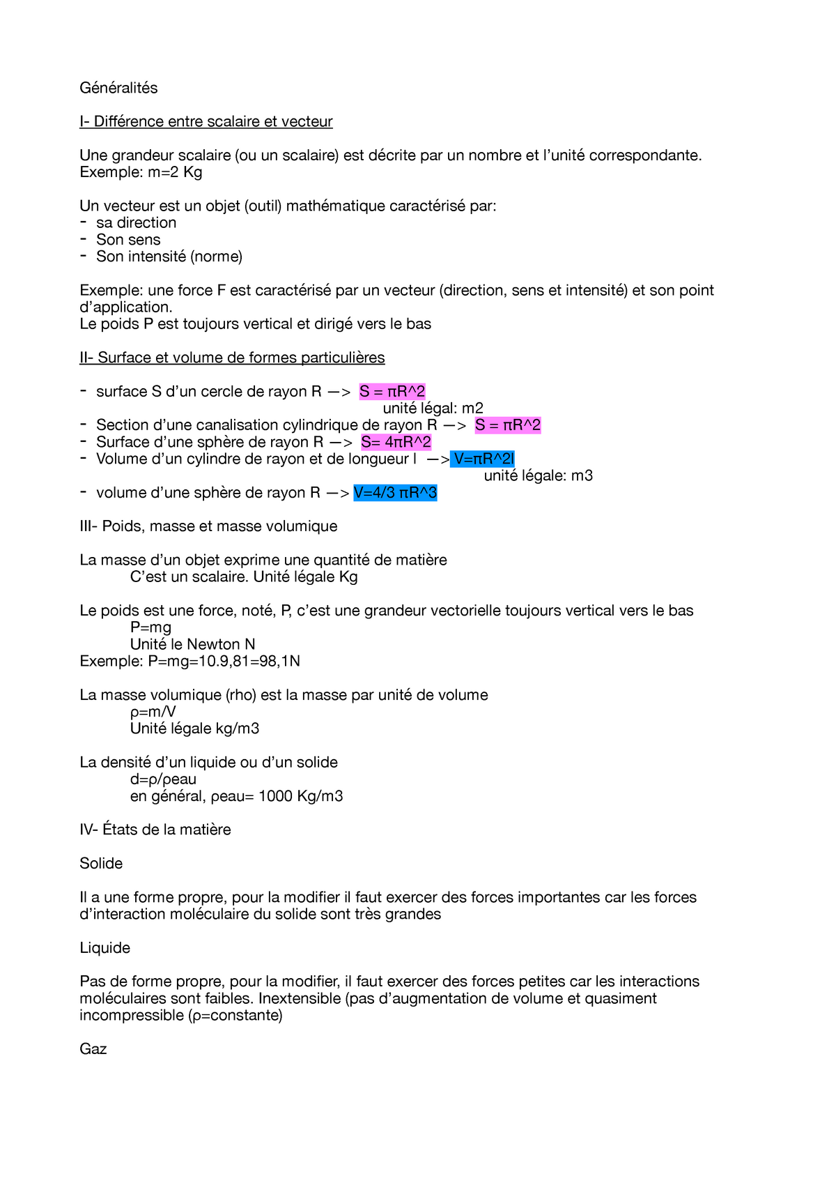 Rappel De Cours Chapitre 1-notions Fondamentales L1 - Physique - UCBL ...