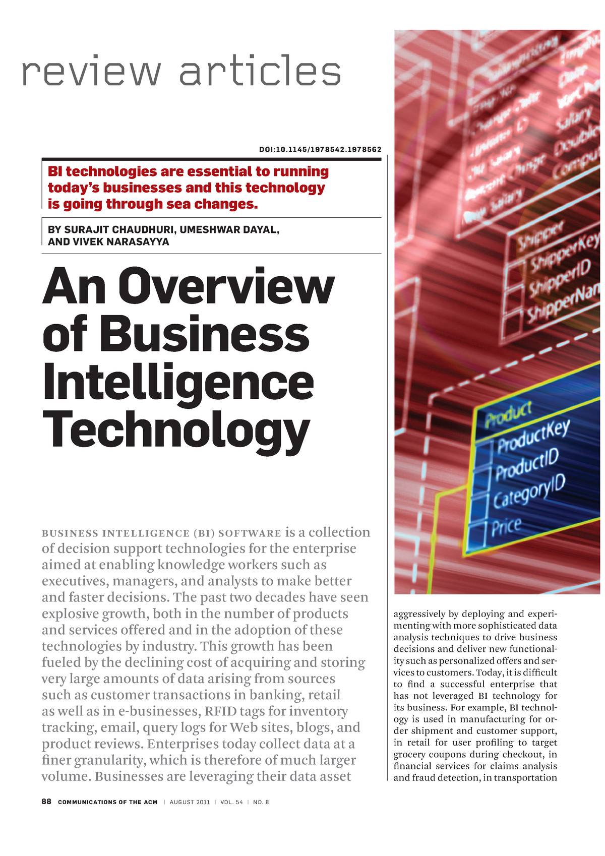 An Overview Of Business Intelligence Technology - 88 COM M U NI CAT ...