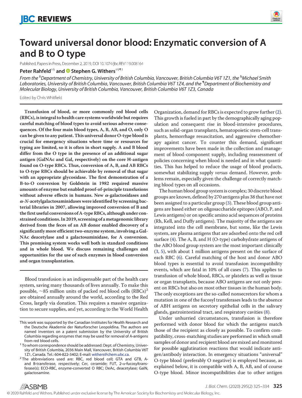 Removing Blood Group Antigens - Toward Universal Donor Blood: Enzymatic ...