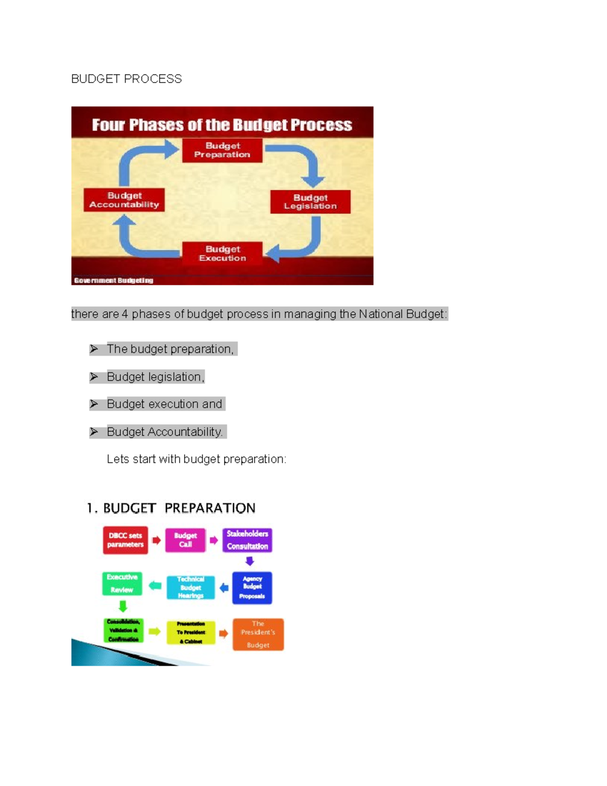 Budget Process - BUDGET PROCESS there are 4 phases of budget process in ...