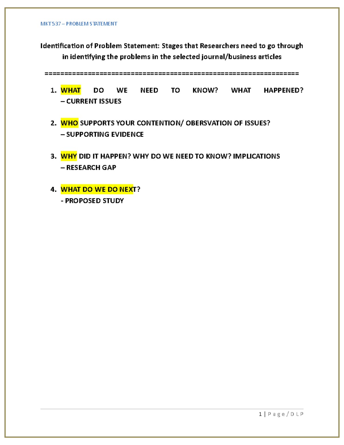 2022= WHAT IS A Problem Statement Example 1 - Identification of Problem ...