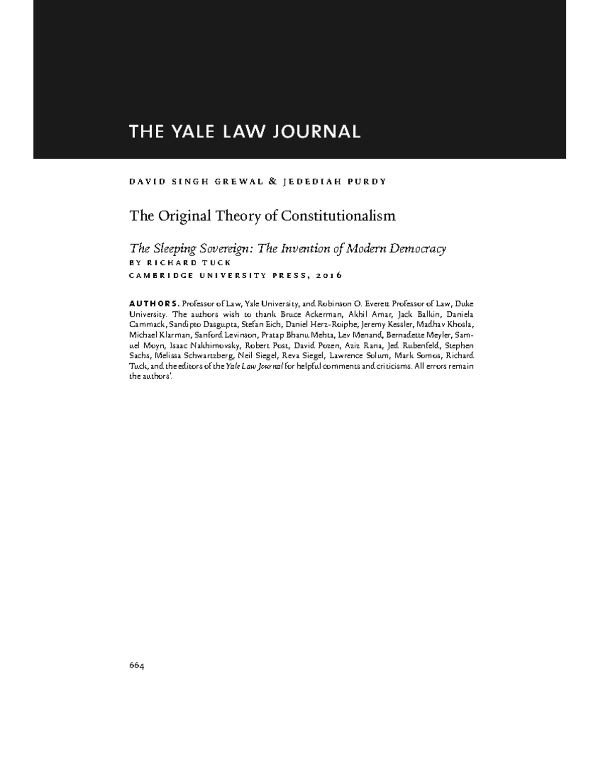 The Original Theory of Constitutionalism - Professor of Law, Yale ...
