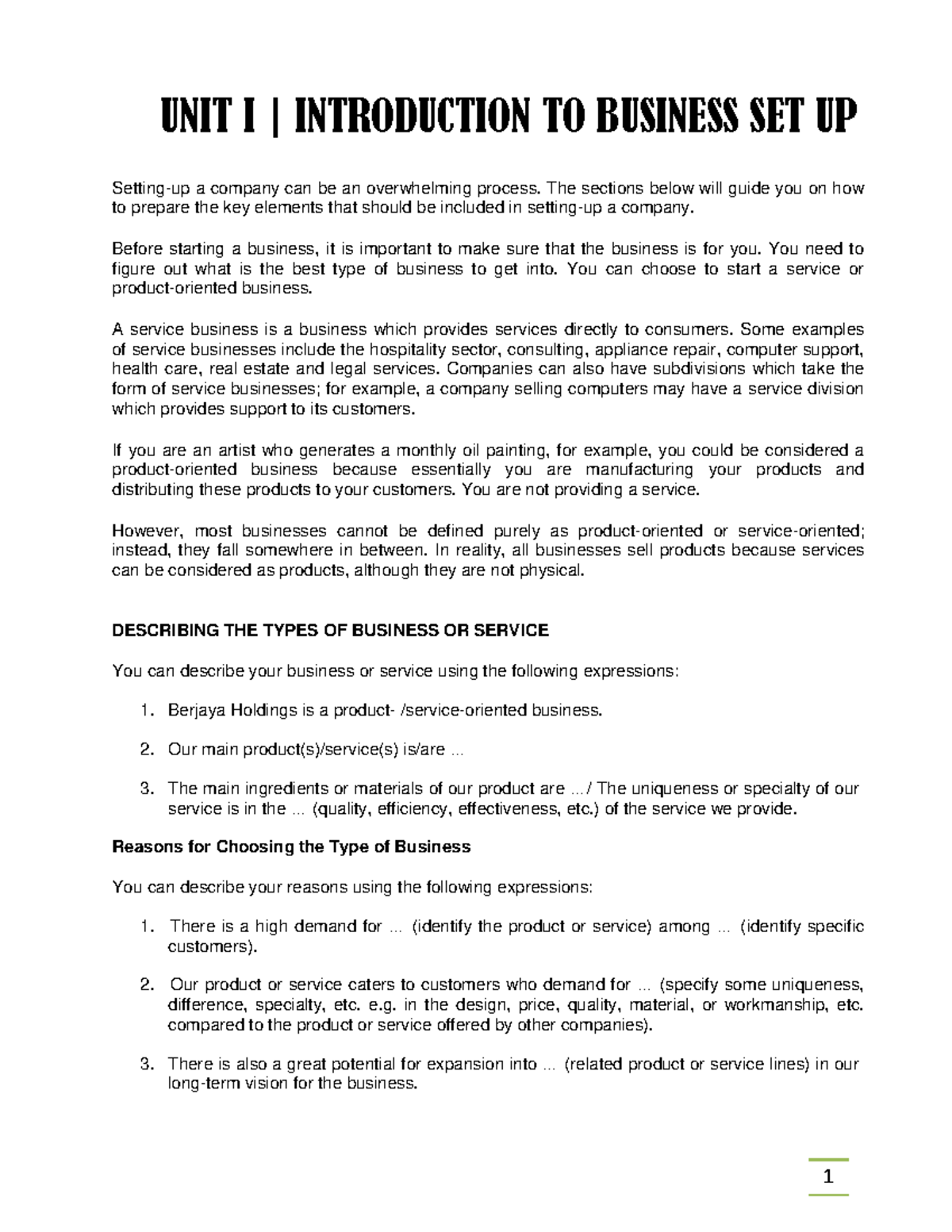 Supplementary Notes - Epc - Unit I 