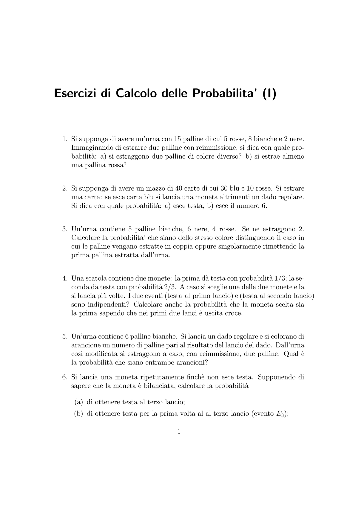 Eser Svolti Parte I Degregorio B - Esercizi Di Calcolo Delle ...