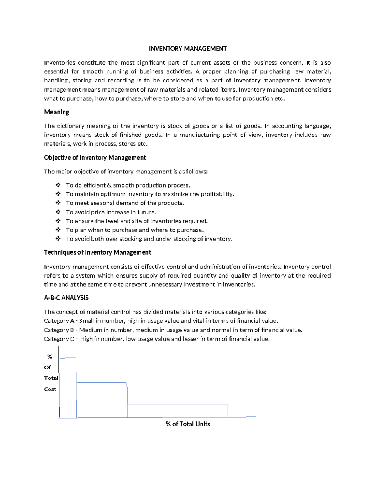 Inventory Management - INVENTORY MANAGEMENT Inventories constitute the ...