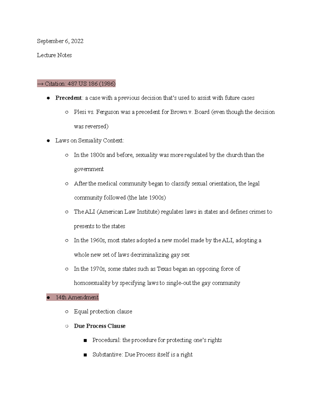 Intro to Bowers vs. Hardwick Case September 6, 2022 Lecture Notes →