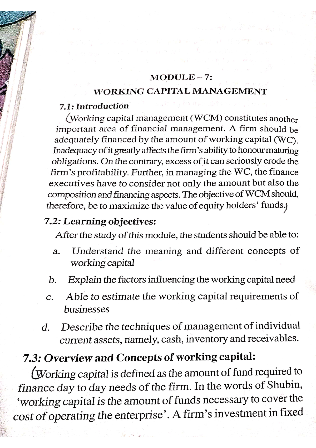 working capital management essay