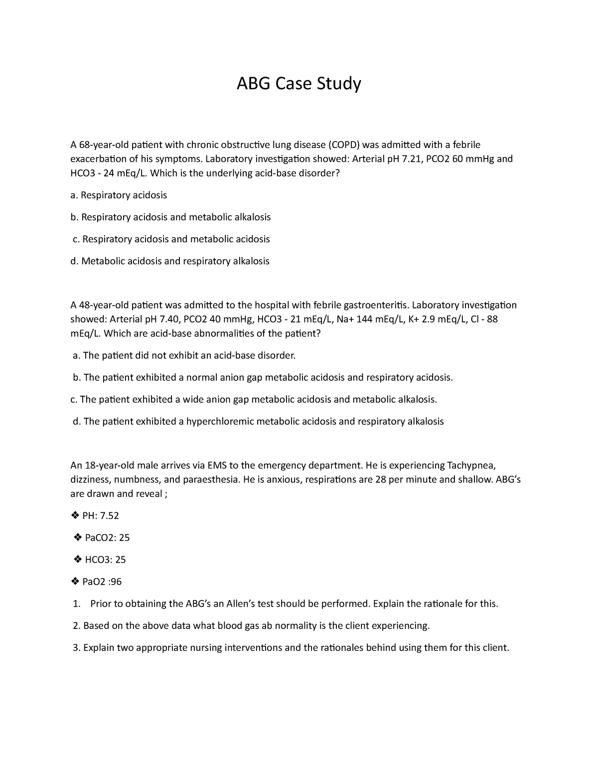 ABG case study - This is an ABG practice sheet with numerous examples ...
