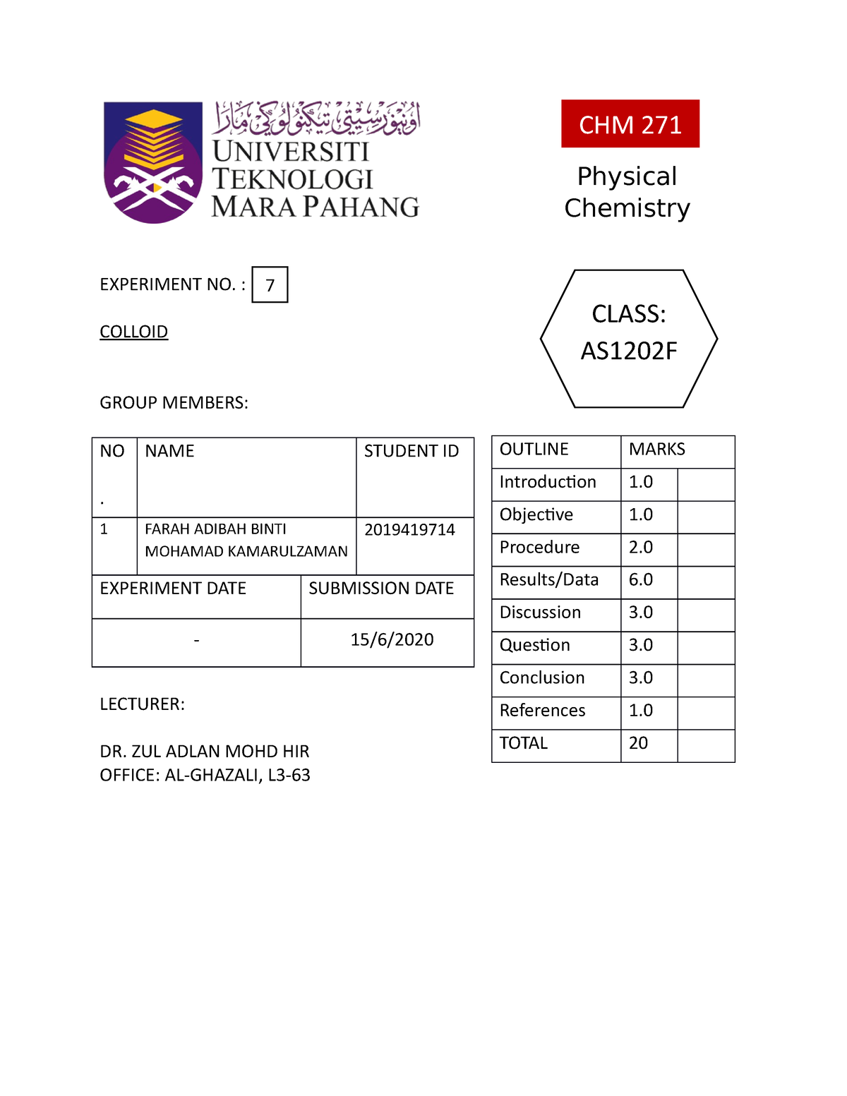 colloid experiment lab report