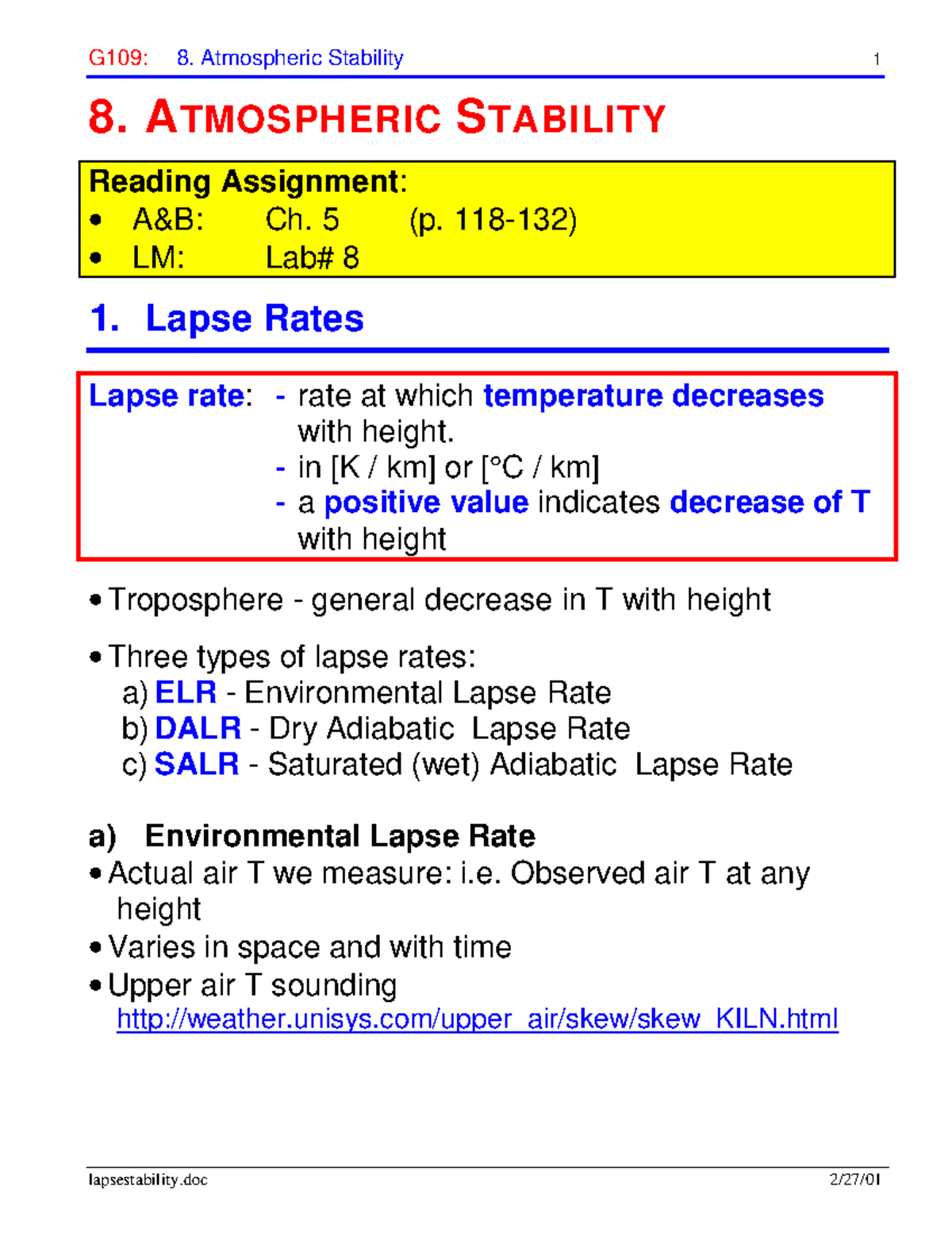 Lapse Stability - Good written material - 8. ATMOSPHERIC STABILITY ...