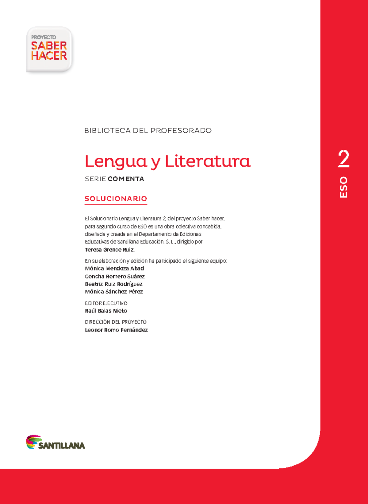 Solucionario Lengua Y Literatura Eso L Dirigido Por Teresa Grence Ruiz En Su Elaboraci N