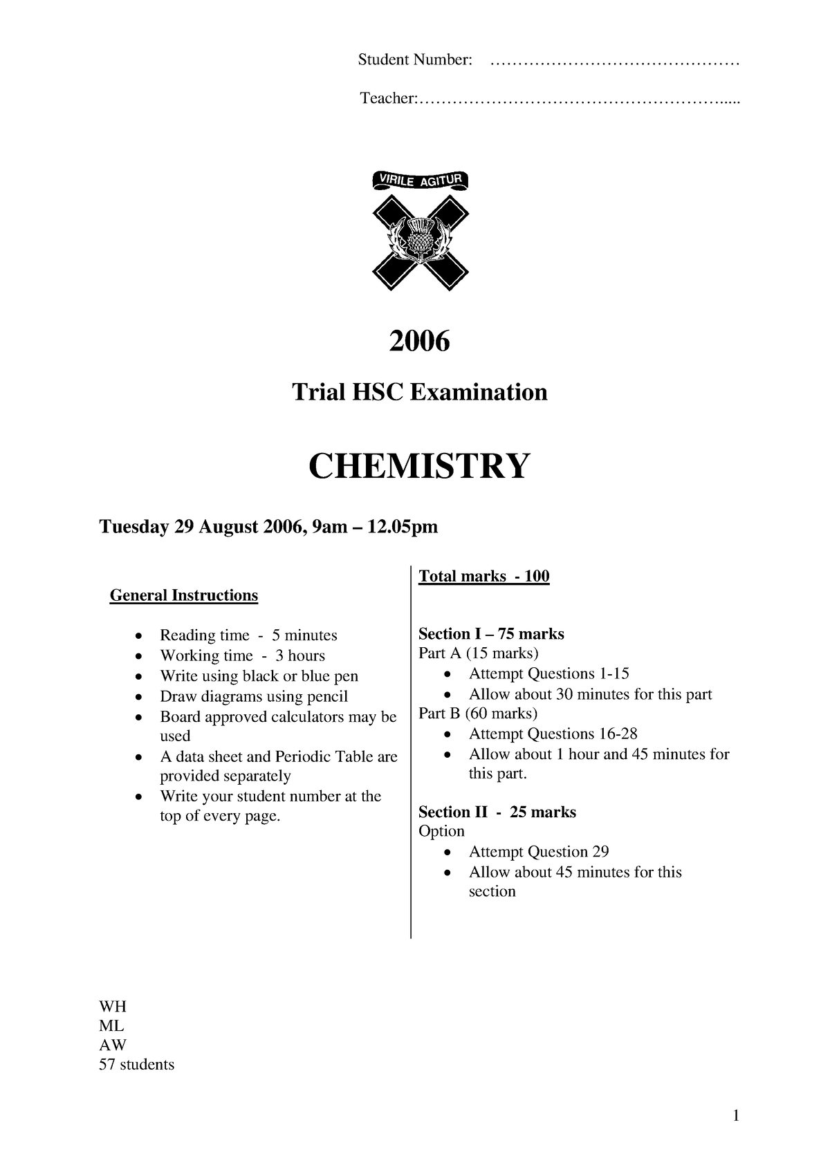 2006 knox trial - Prac Exam - Teacher