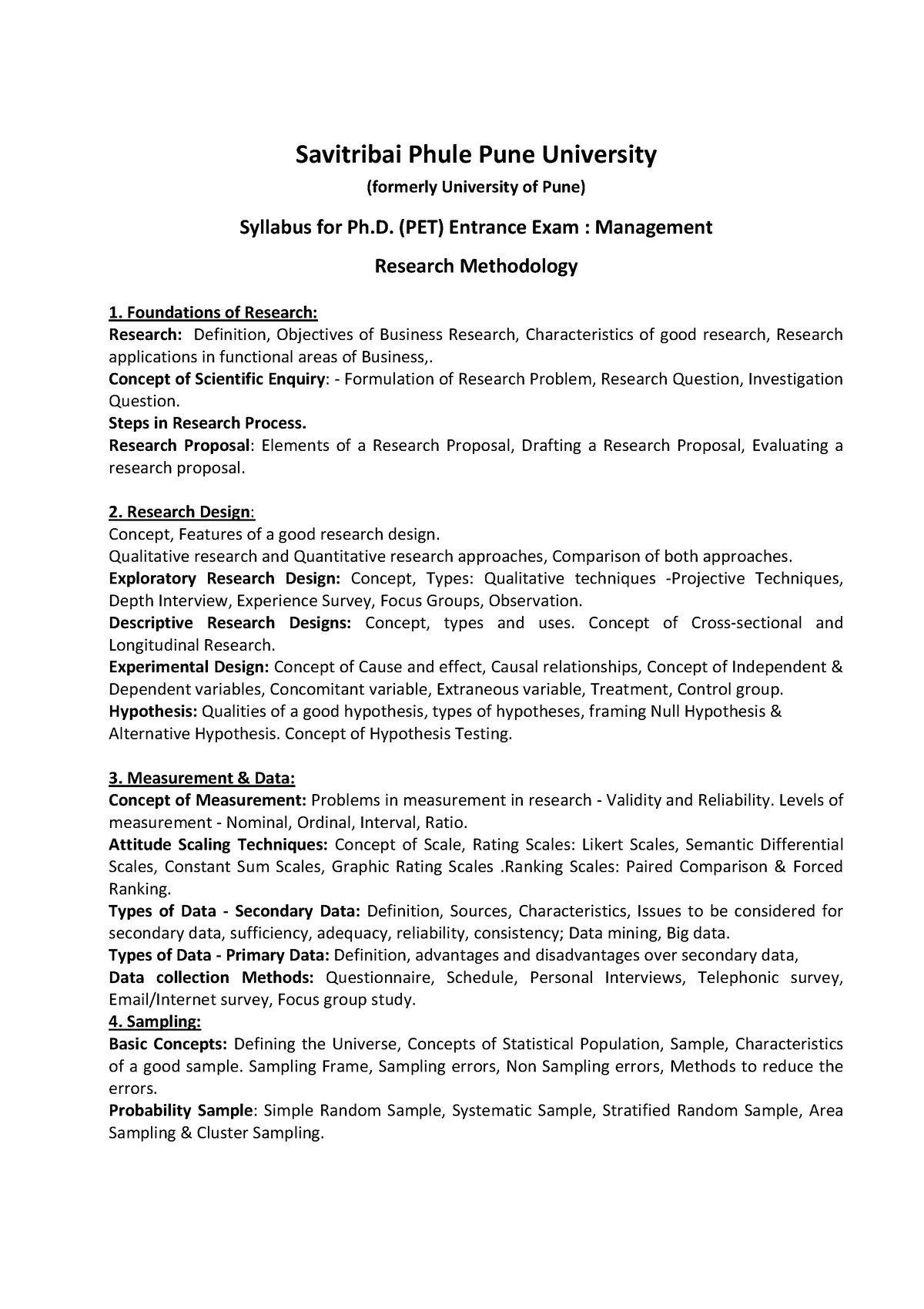 phd management entrance syllabus