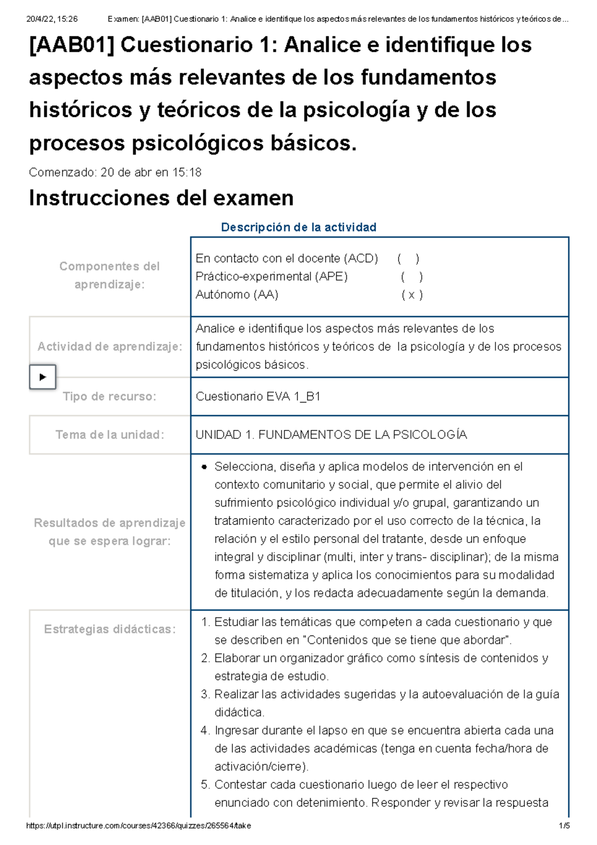 Examen [AAB01] Cuestionario 1 Analice E Identifique Los Aspectos Más ...