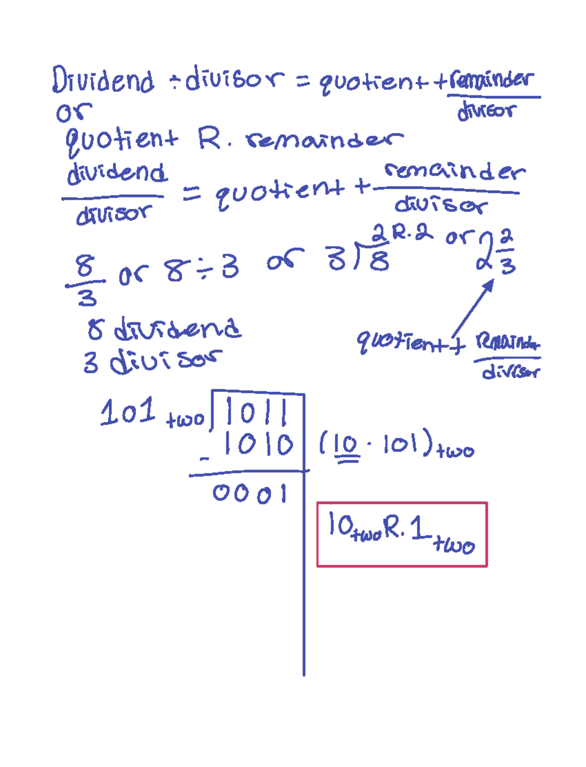 Test 2 review - dividend orquotienti divisorR remainderquotient reffing ...