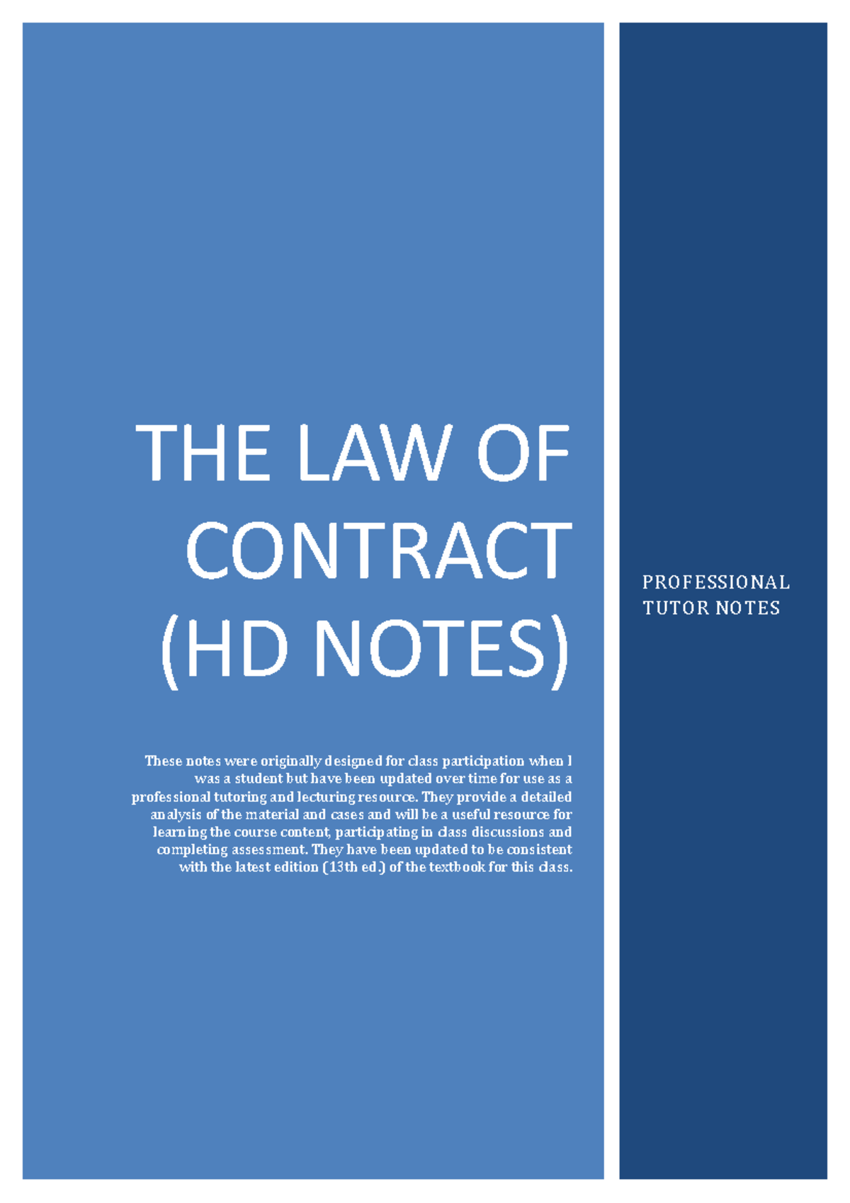 Law Of Contracts HD Notes - At THE LAW OF CONTRACT (HD NOTES) These ...