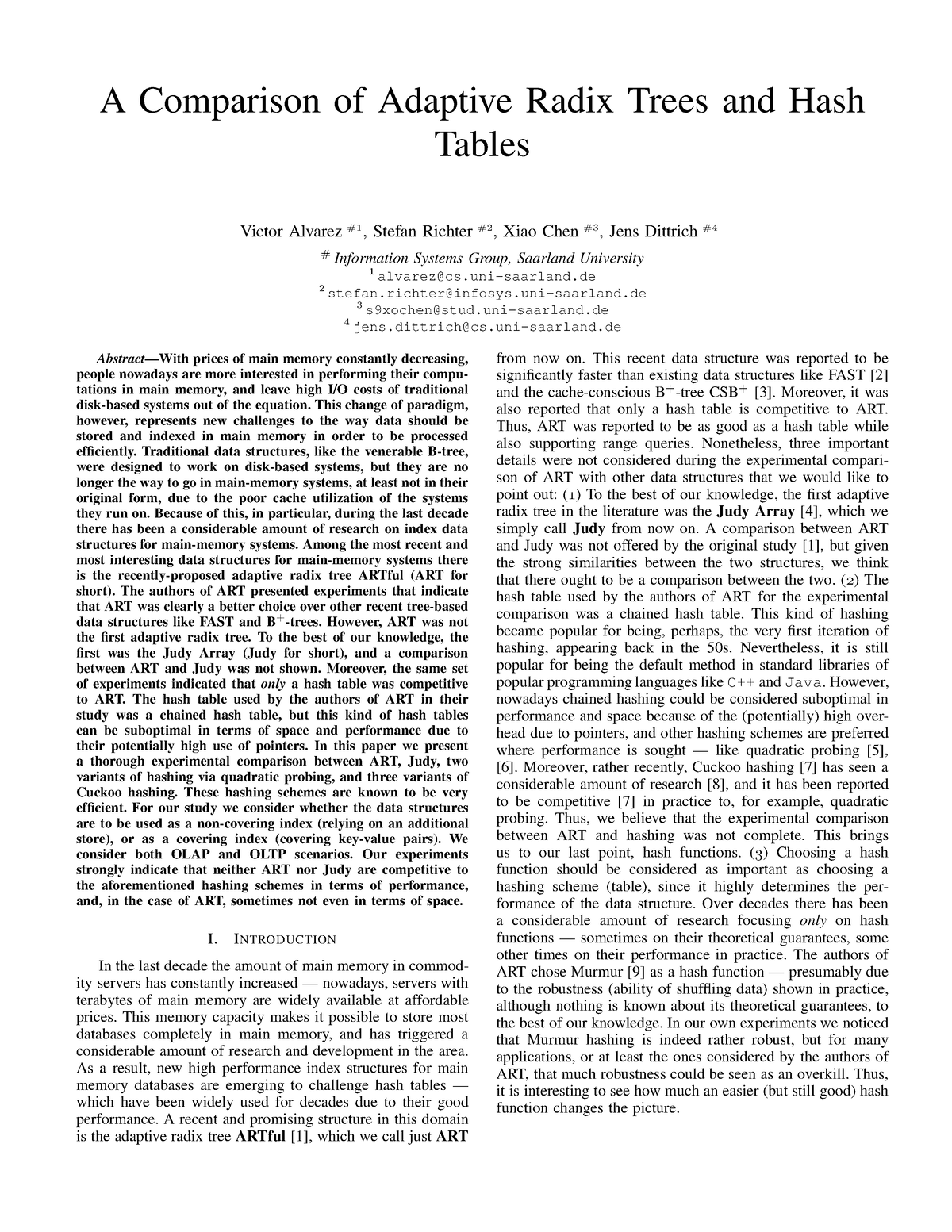 A Comparison of Adaptive Radix Trees and Hash - A Comparison of ...