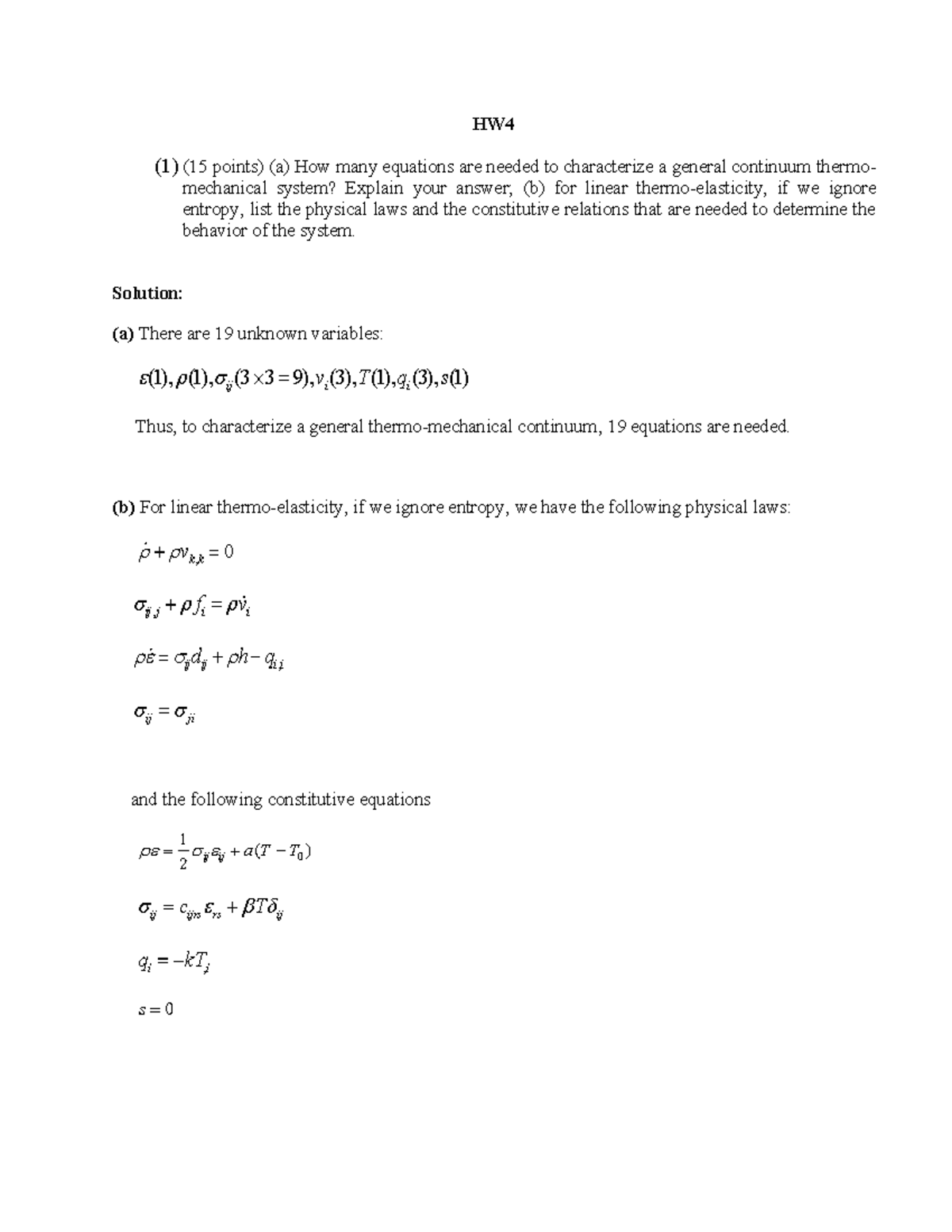 HW4-2024-solutions - HW (1) ( 15 Points) (a) How Many Equations Are ...