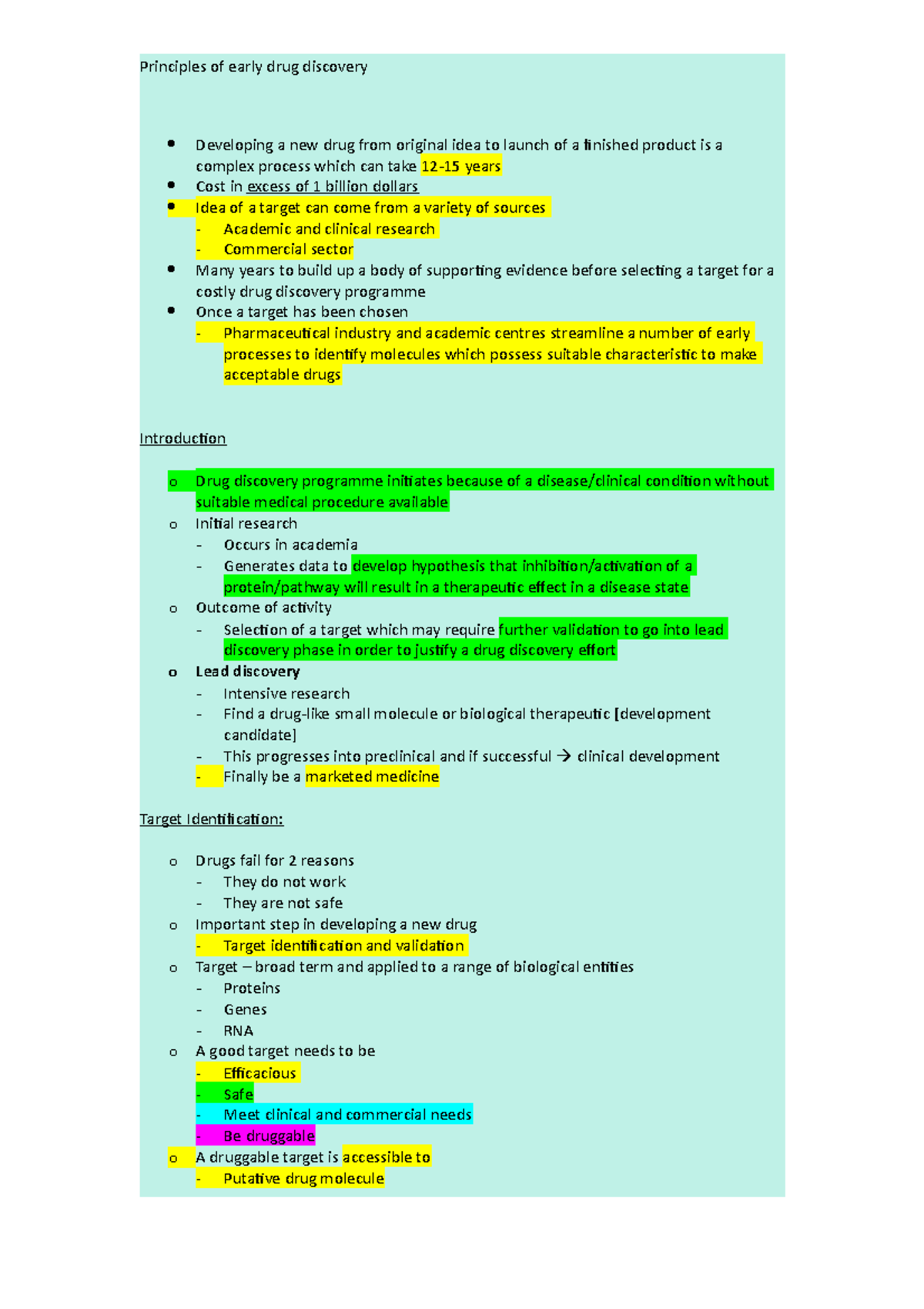 Week 1 part 1 - Lecture notes 1 - Developing a new drug from original ...