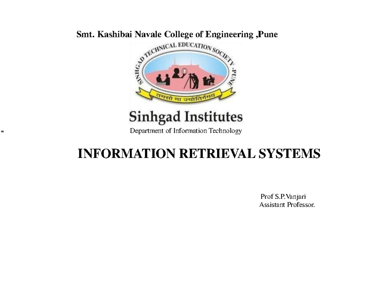 IRS PPTs ALL - Smt. Kashibai Navale College Of Engineering ,Pune ...