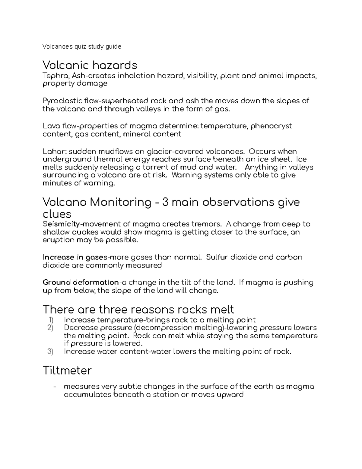Volcanoes quiz study guide - Volcanoes quiz study guide Volcanic ...