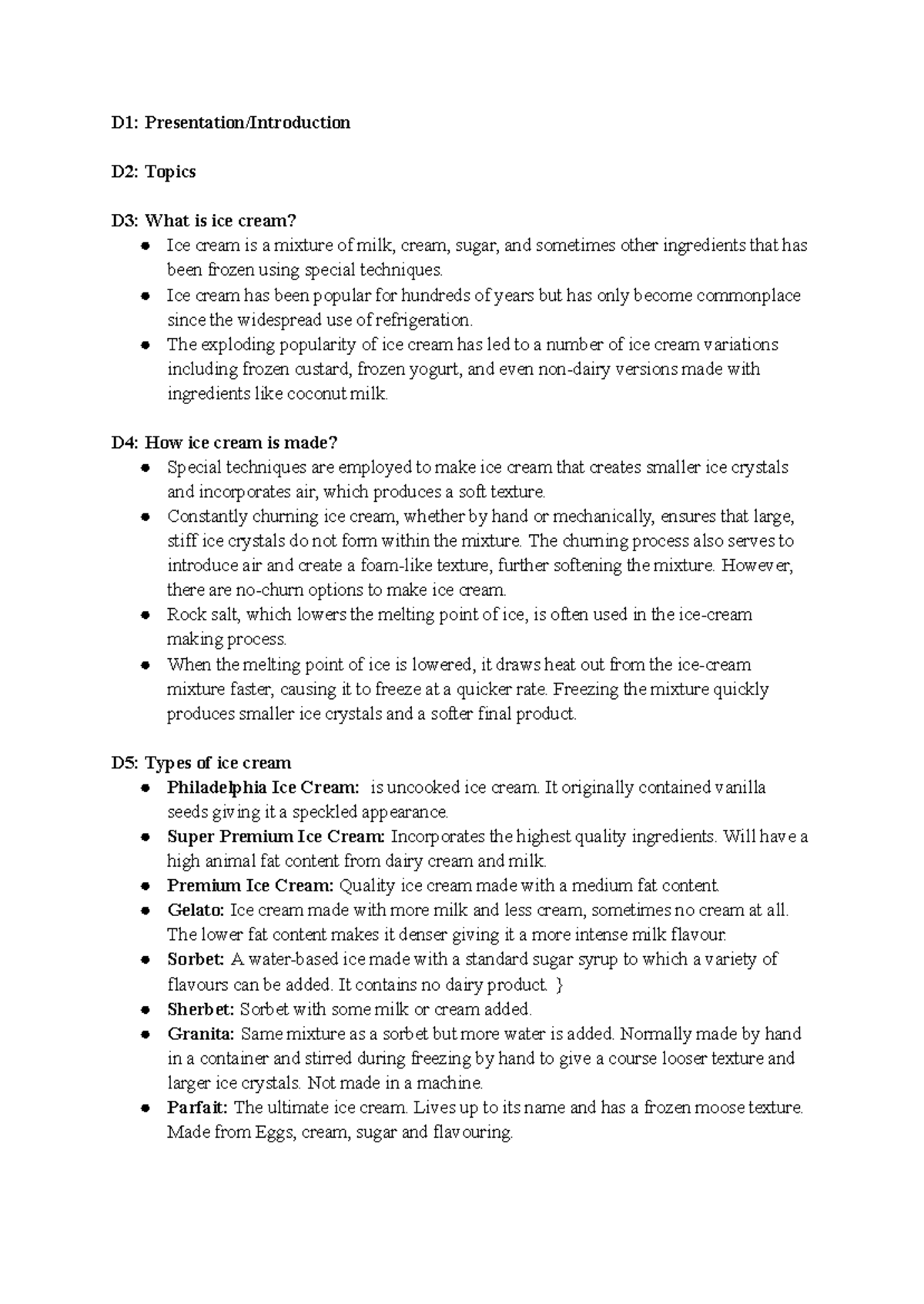 Inglesssssss - D1: Presentation/Introduction D2: Topics D3: What is ice ...