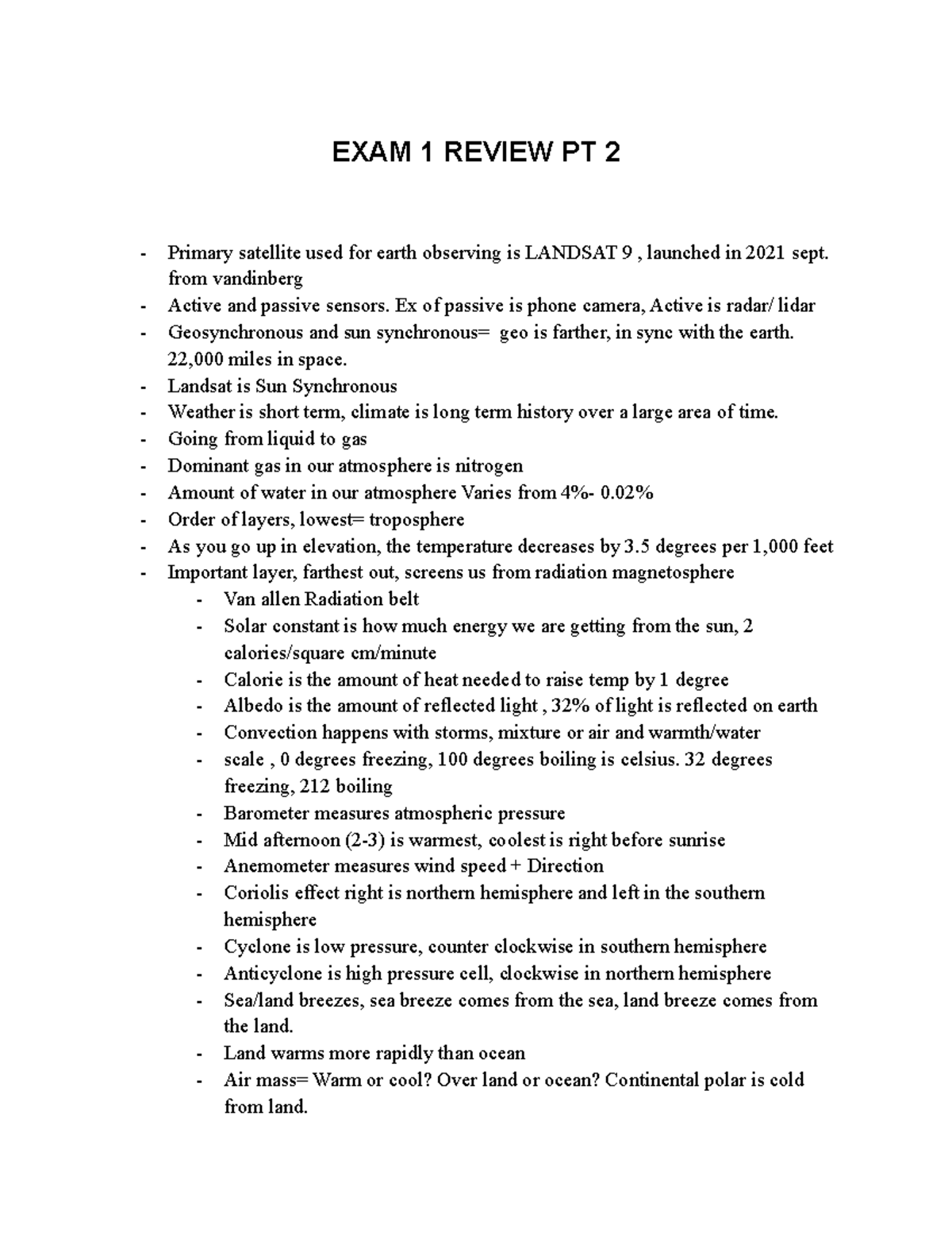 EXAM 1 Review PT 2 - GEOG 1100 Duane Nellis. Most exam questions are in ...