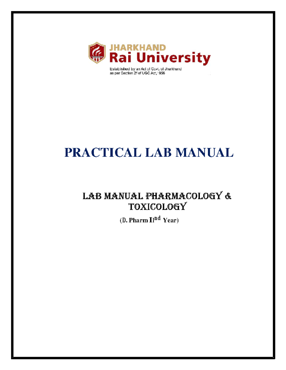 Pharmacology - Lab manual - PRACTICAL LAB MANUAL (D. Pharm IInd Year ...