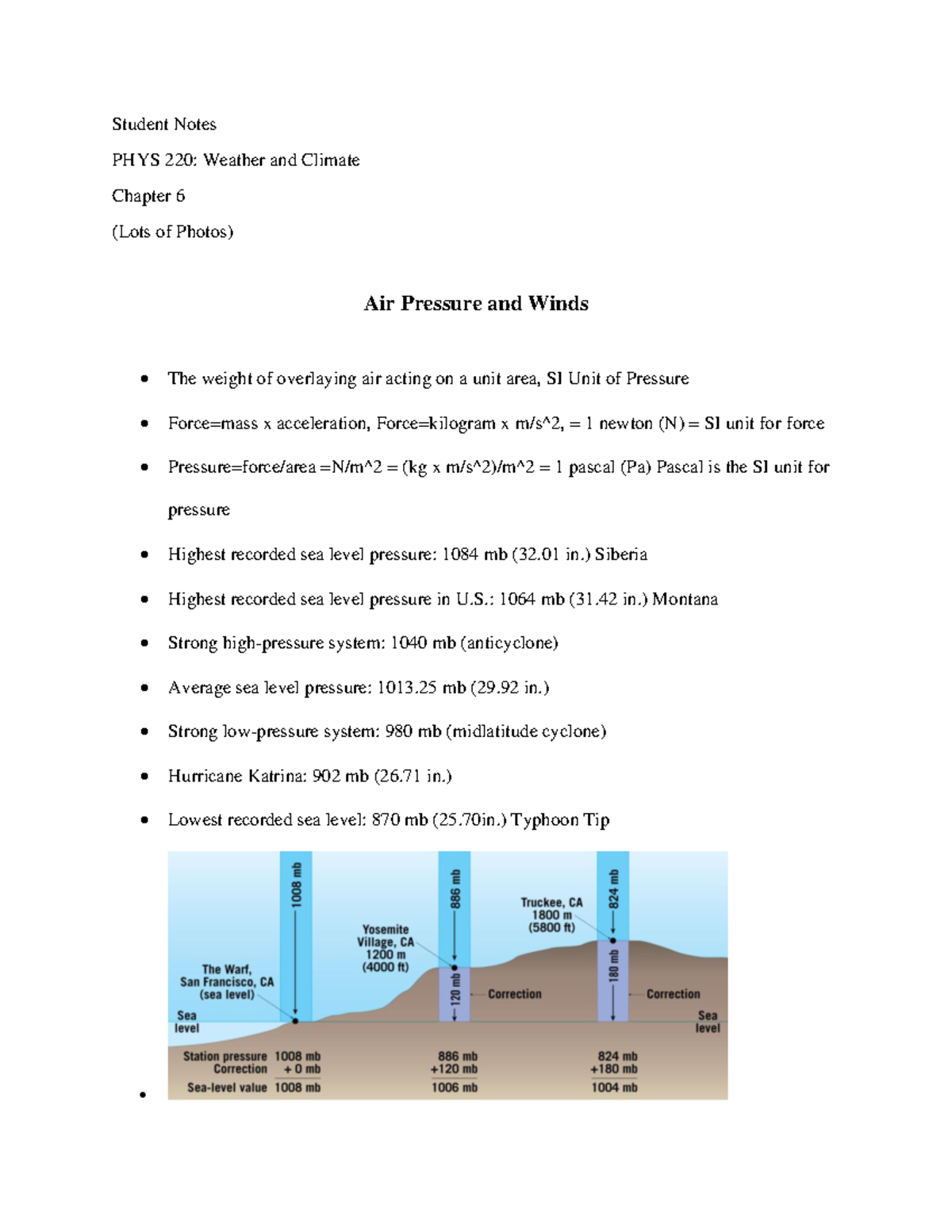 PHYS 220 Chapter 6 - Notes - Student Notes PHYS 220: Weather and ...