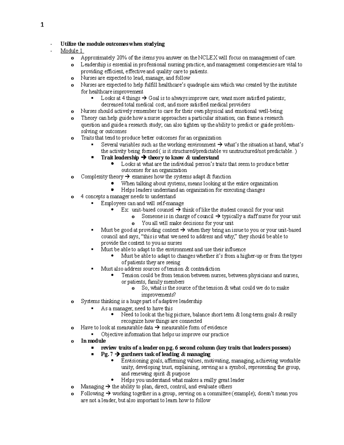 Module 1-14 Review - notes - Utilize the module outcomes when studying ...