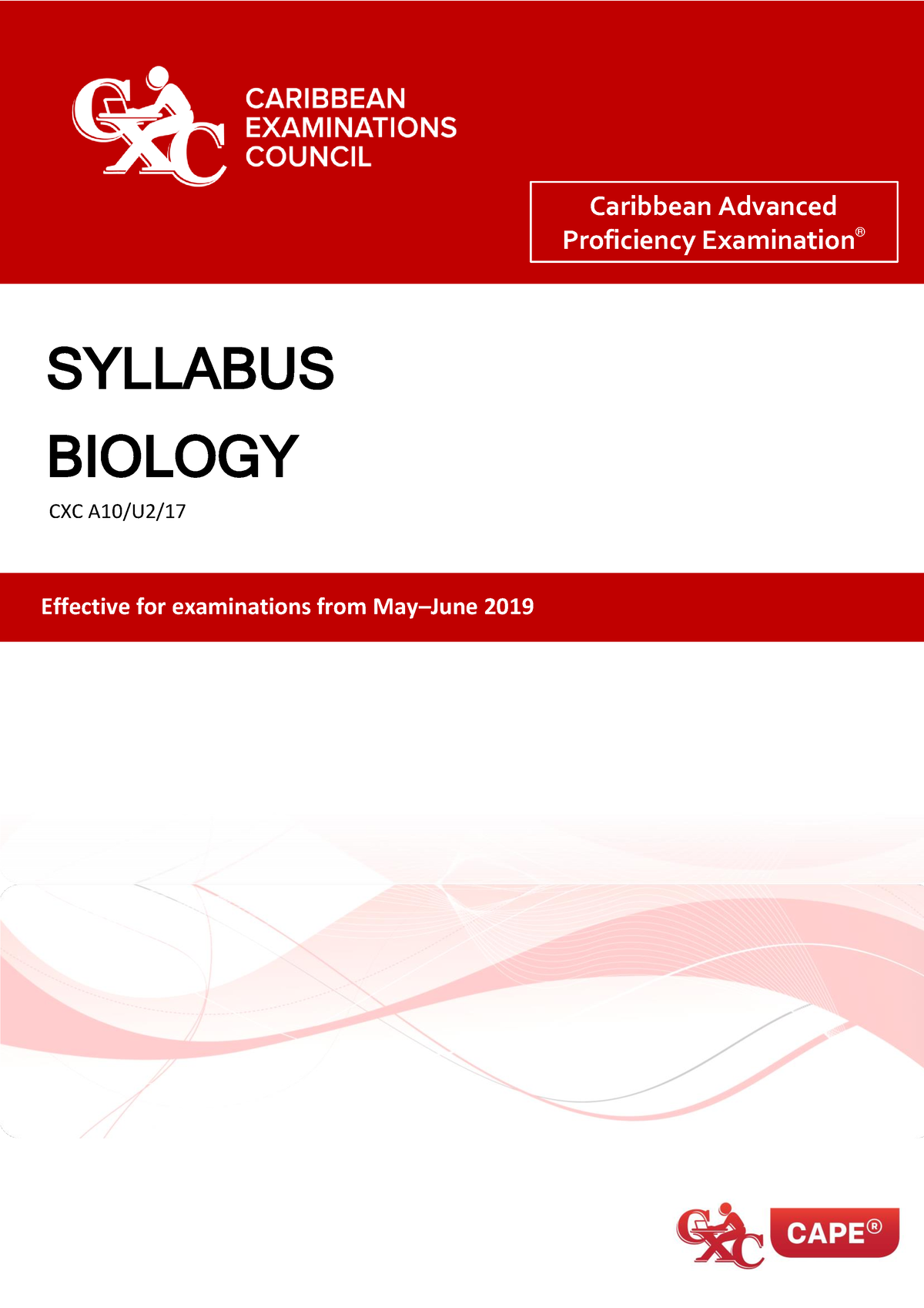 Cape Biology Syllabus Effective For Examinations From Mayjune 2019