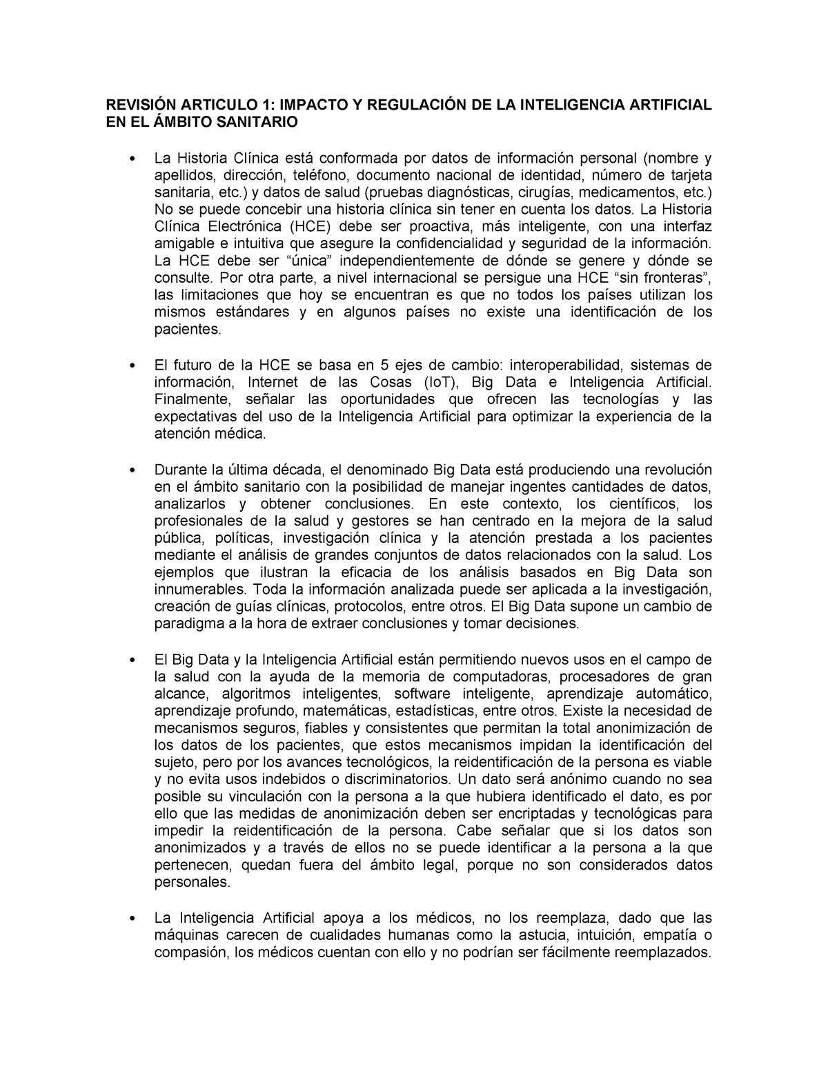 Conclusiones Articulos - REVISIÓN ARTICULO 1: IMPACTO Y REGULACIÓN DE ...