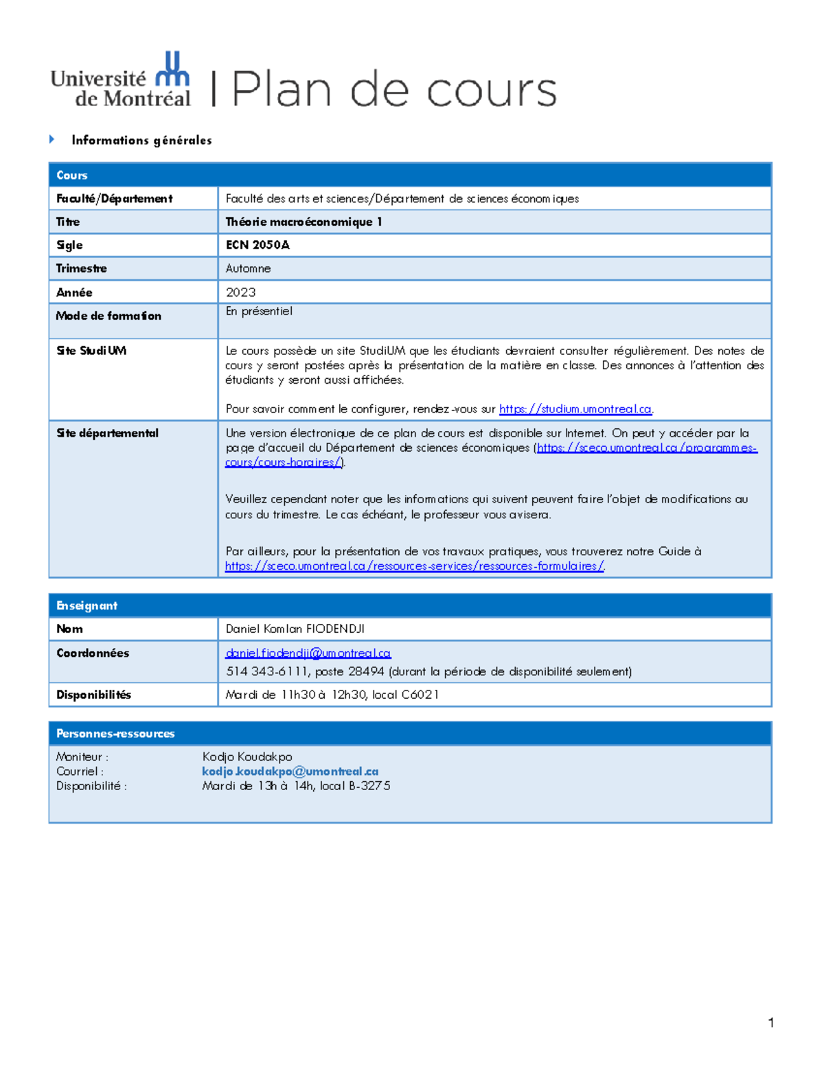 ECN2050 A-A23-PC - PLAN DE COUR - Informations générales Cours Faculté ...