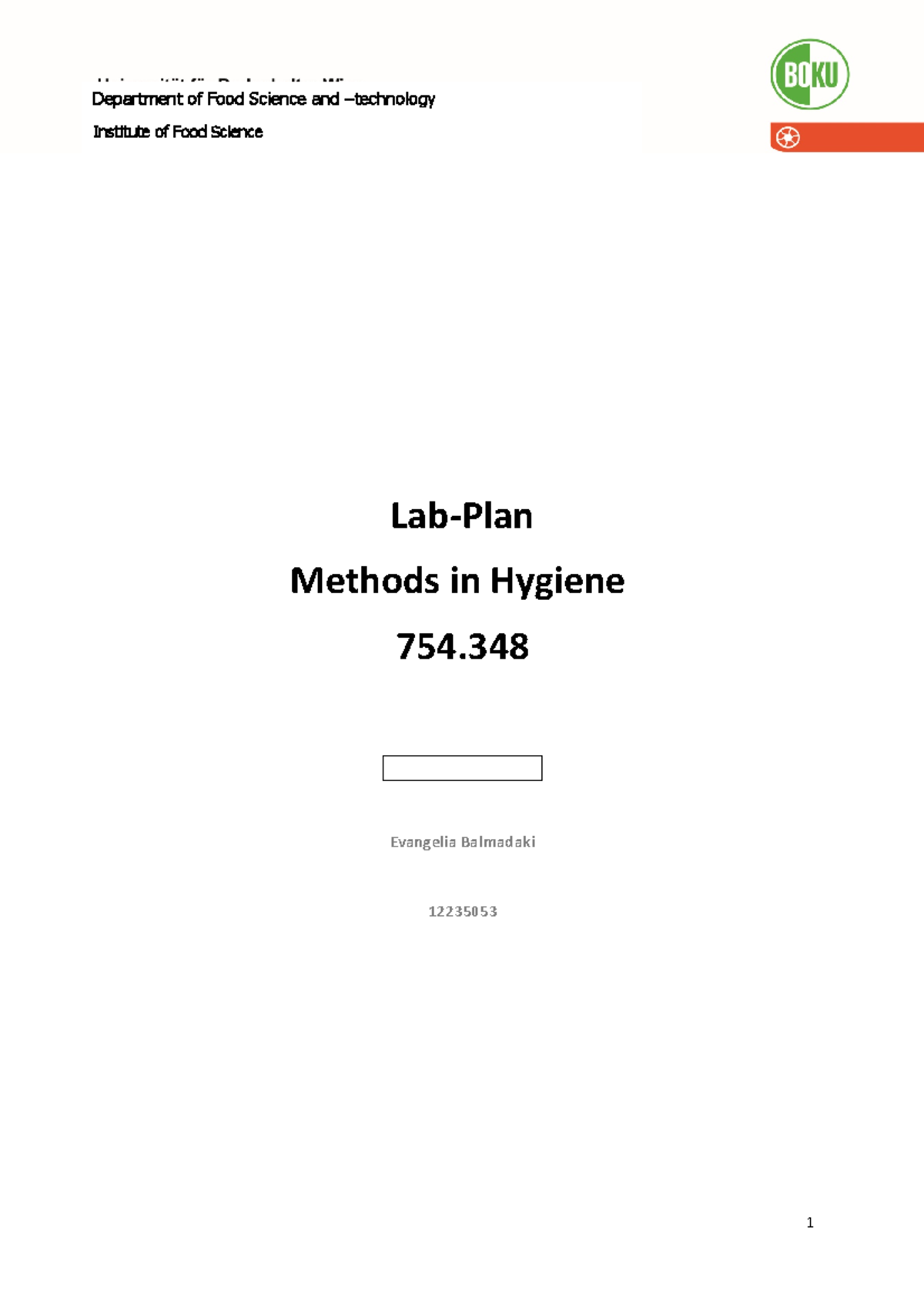 Template experimental plan WS2020 - Lab-Plan Methods in Hygiene 754 ...