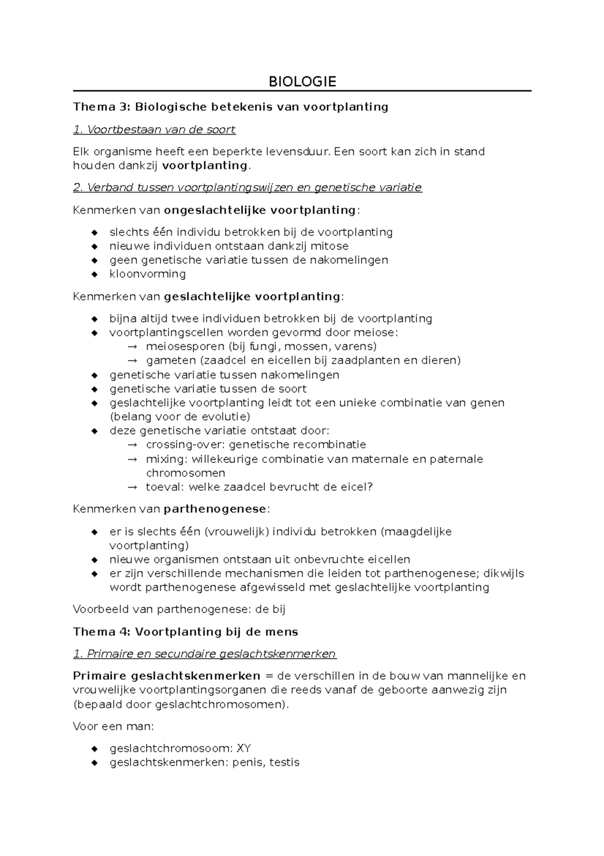 Biologie Thema 3 + 4 - Samenvatting Van Cursus - BIOLOGIE Thema 3 ...