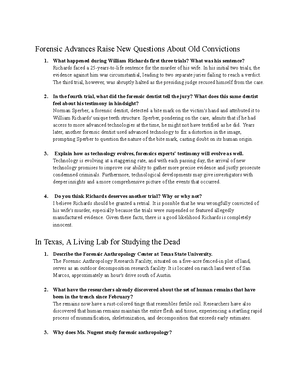 forensic science unit 6 critical thinking questions