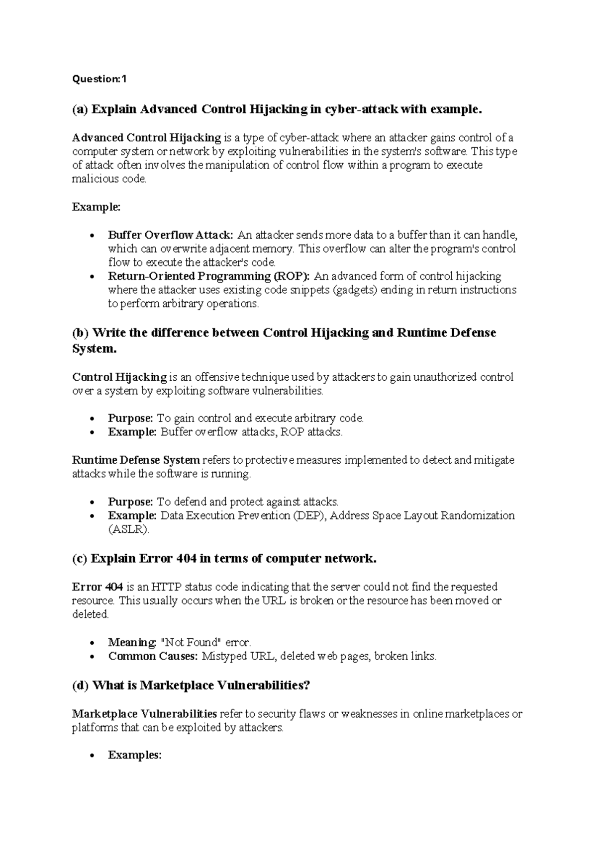 Css solution - Question: (a) Explain Advanced Control Hijacking in ...