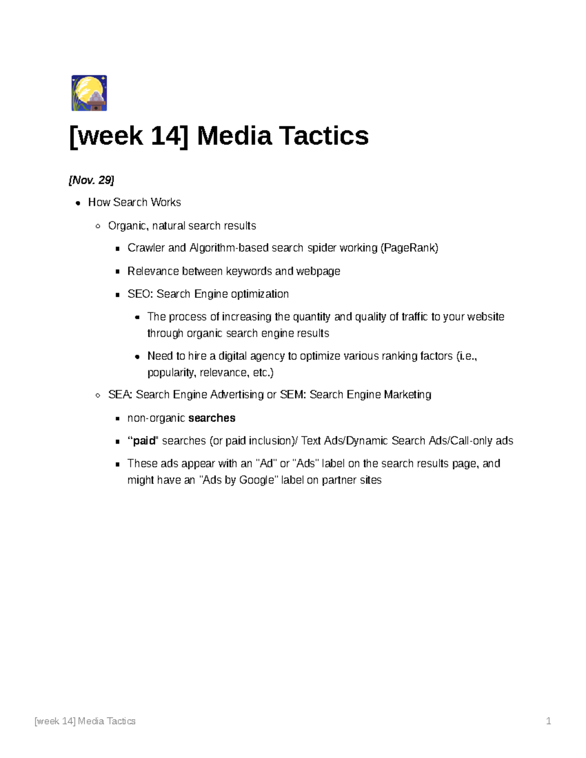 week 14 Media Tactics [week 14] Media Tactics [Nov. 29] How Search