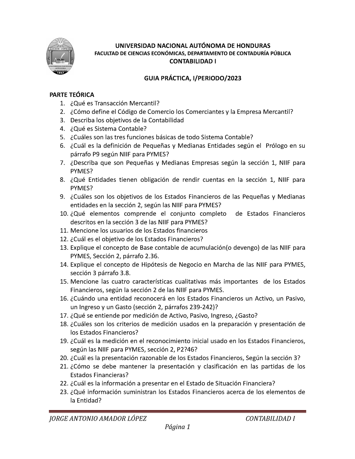 Guia Primera Unidad Guia Universidad Nacional AutÓnoma De Honduras Facultad De Ciencias 1383