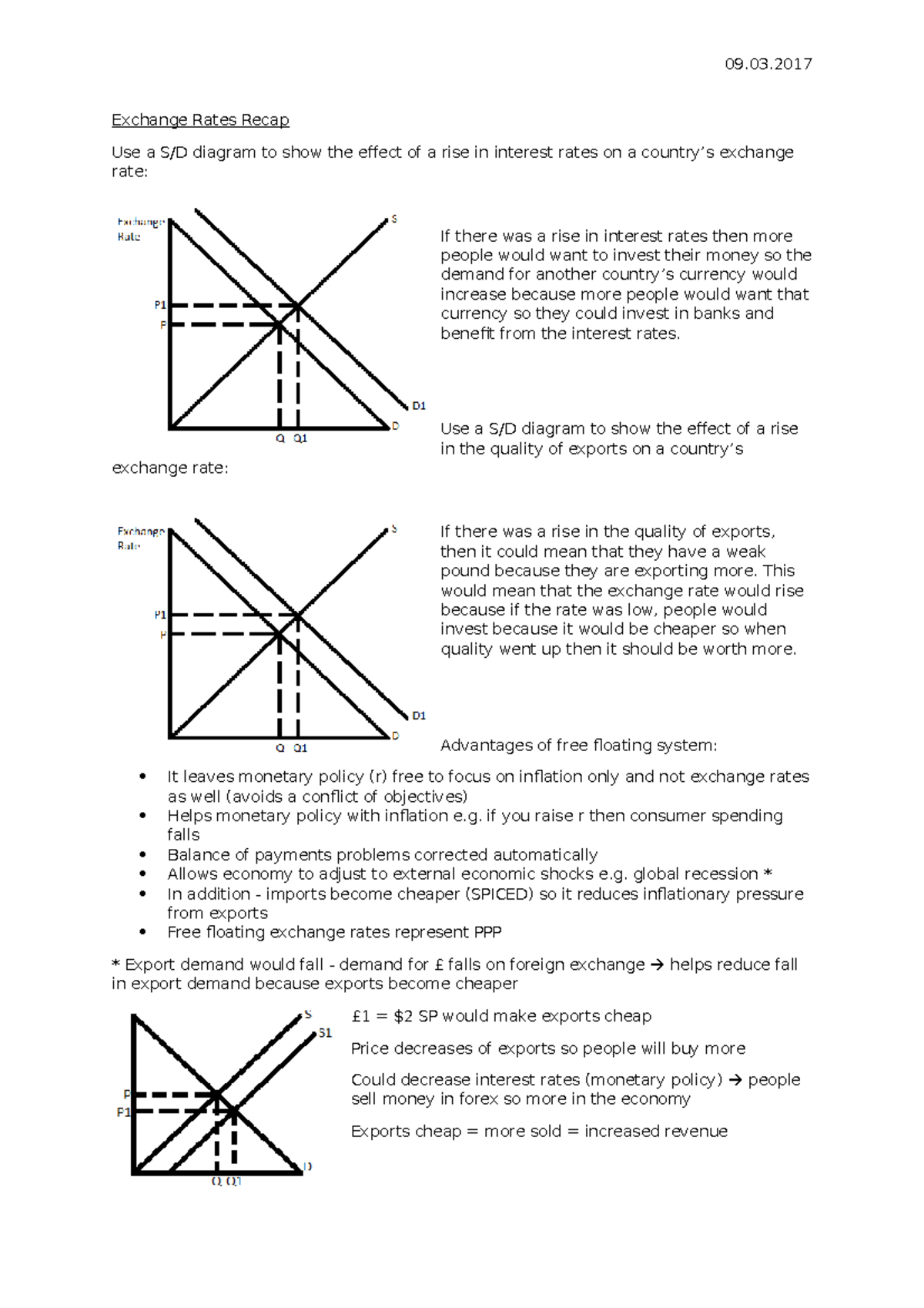 E 9 - Lesson notes for macroeconomics - 09.03 Exchange Rates Recap Use ...